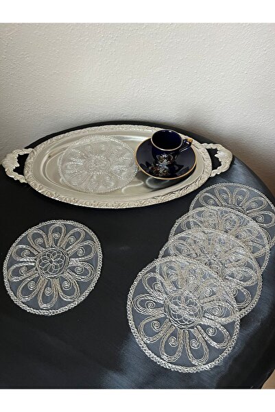 BRL ÇEYİZ HOME 6 قطع من مناديل التول المزخرفة الأنيقة للتقديم مع القهوة