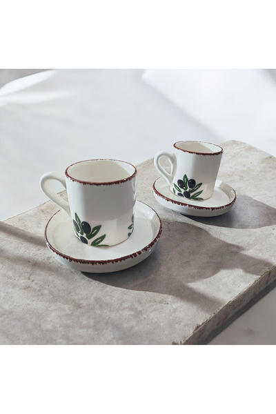 Ganita home Coffee Cup Olive 2 Person 4 Pieces Double Size 100 ml