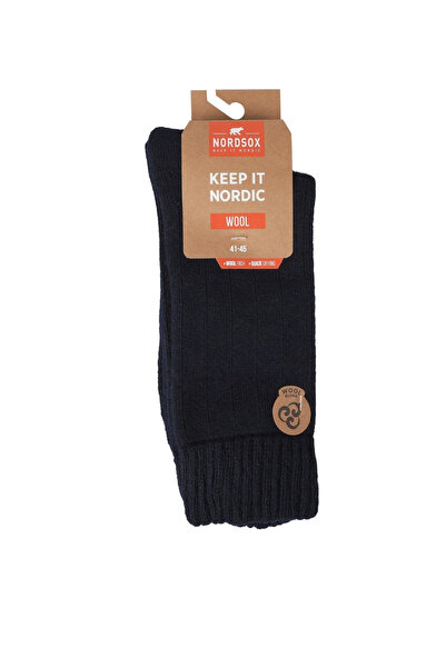 LYKOS Nordsox 1 Çift Koyu Lacivert Alpaka Yün Karışımlı Havlu Kışlık Erkek So...