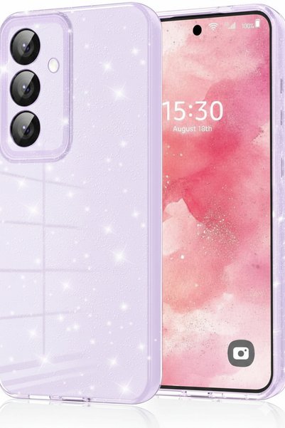 Rivor Samsung Galaxy A55 Uyumlu Kılıf 3D Kamera Korumalı Simli Işıltılı Renkl...