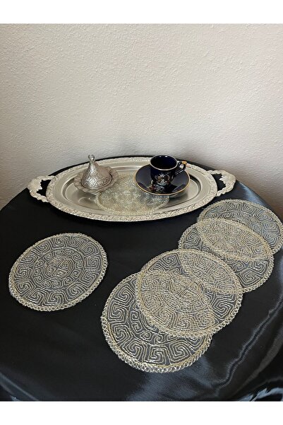 BRL ÇEYİZ HOME Set of 6 Stylish Coffee Side Presentation Guipure Tulle Napkins