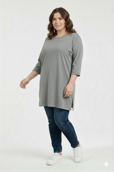 elma abone Plus Size Combed Tunic
