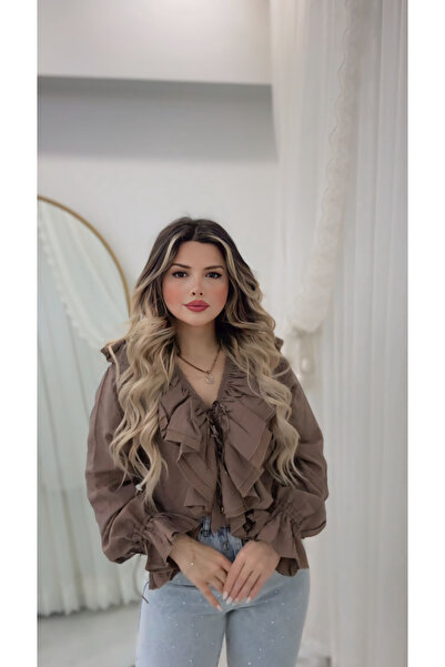 DENİZ Yaka Kol Fırfırlı Bluz