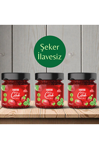 Harras Şeker İlavesiz %65 Çilekli Reçel 275 g x 3 Adet