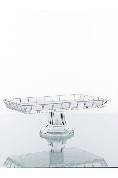 b11 قطعتين ستاند كيك وحلويات زجاجي مستطيل بقاعدة