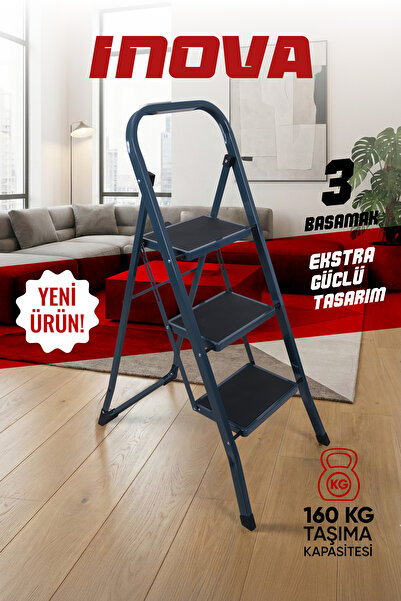 Fiesta İnova 3 Basamak EXTRA GÜÇLÜ ÖZEL TASARIM Geniş Basamaklı Merdiven (Ant...