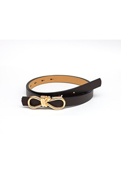 marisha Stylish Bitter Brown Women's Belt with Gold Buckle, Trouser Belt, Shi...