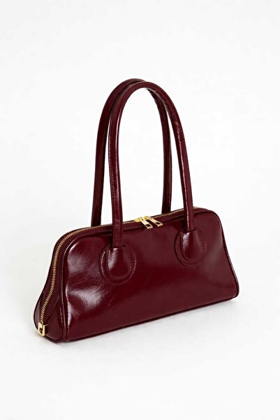 NİRELVA Roy Uzun Saplı Baget Bordo El Ve Omuz Kadın Çantası
