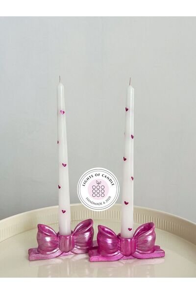 Lights Of Candle Pinterest 2’li Fiyonk Kurdele Şamdan ve Şamdan Mum Seti