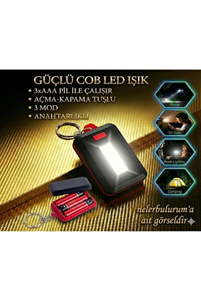nelerbulurum Pilli Ve Güçlü Işık Açma-kapama Tuşlu Cob Ledli Anahtarlık Fener