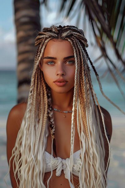 Mina Peruk Afrika Örgüsü Ve Rasta İçin Sentetik Ombreli Saç - Kahve / Platin