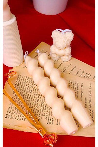 LUMİNA 2 Li Italyan kalın  Burgulu Krem rengi  Şamdan Mumu