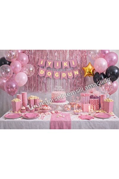 Roll-Up Kutlama Atölyesi Doğum Günü Seti ( Tabak,Çatal,Bardak,Banner,Mısır Ku...