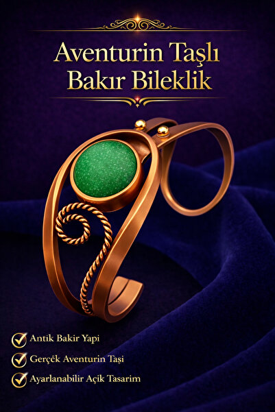 İyyaKee سوار نحاسي نسائي مصنوع من حجر الأفنتورين الطبيعي، سوار أصلي مناسب لكل...