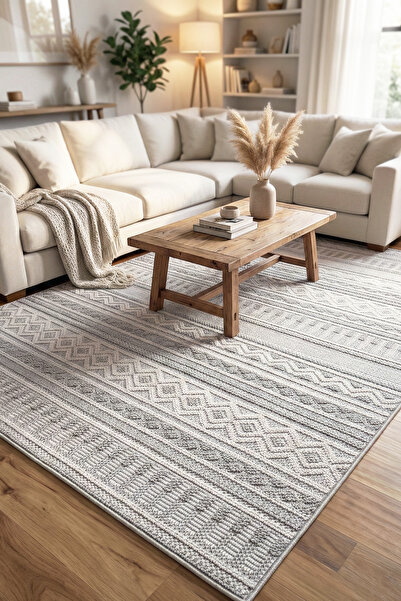 MELARİS HALI Leon Bukle Sisal Dokuma Halı Naturel Jüt Kilim Salon Oturma Odas...