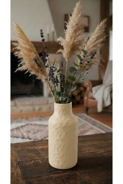 END Design Taş Dokulu Otantik Vazo | 3D PLA Doğa Dostu Dekor | 21cm