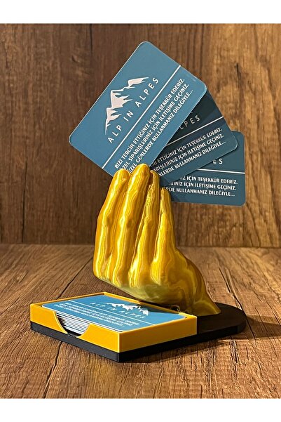 Alp in Alpes El Tasarımlı Kartvizit Standı (Gold)