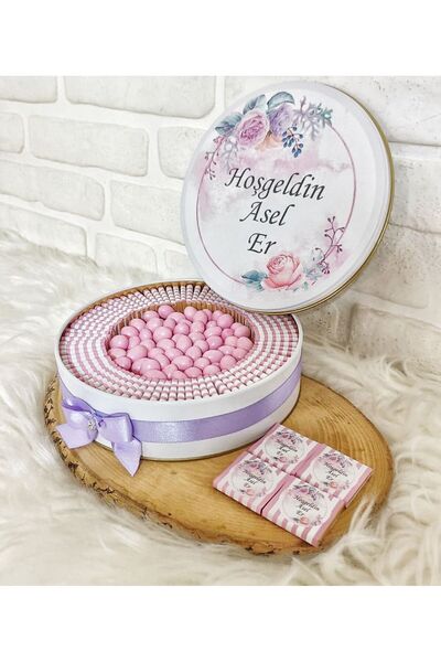 Sweet Story 150 Adet+200 Gr Drajeli Lila Çiçek Temalı İsme Özel Kız Bebek Hoş...