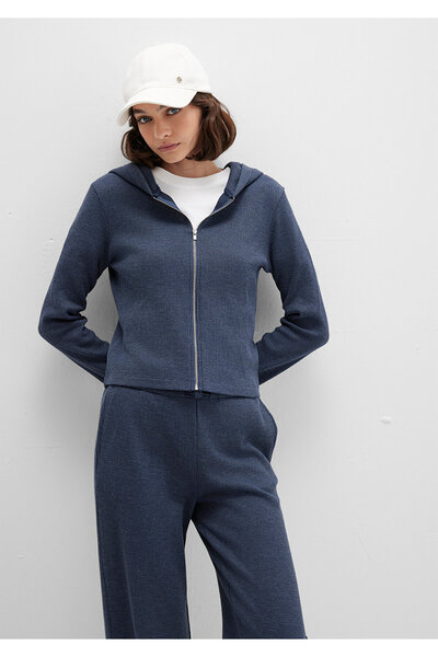 Mavi Φούτερ με φερμουάρ με υφή Navy Blue 1613383-32184