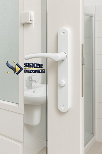 sekerdesing Şeker Decorium Beyaz WC Kapı Kolu Banyo ve Tuvalet Kapıları İçin ...
