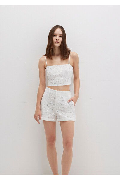 Mavi Fisto Embroidered White Shorts 1410236-70057