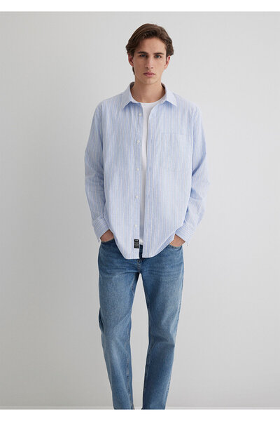 Mavi Gestreiftes blaues Hemd Regular Fit / Normal Fit 0211416 -70816