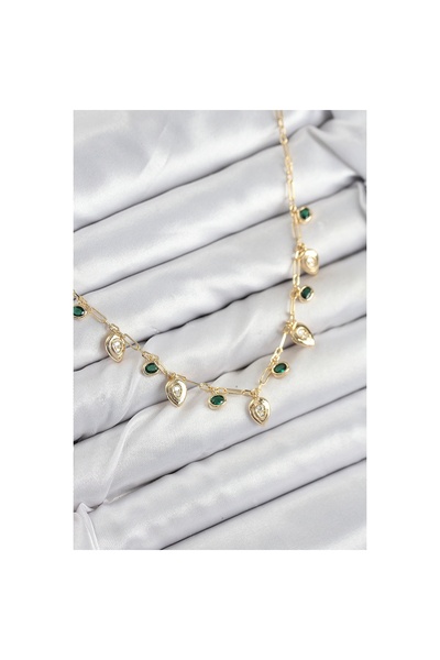 Clariss Brass Zircon Stone Dangle Drop Model Gold Color Women's Necklace