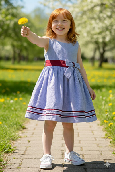 EYMİRGİYİM Hasır Şapkalı Yazlık Fiyonklu Kız Çocuk Bebek Elbisesi 2 Yaş, Yaş ...