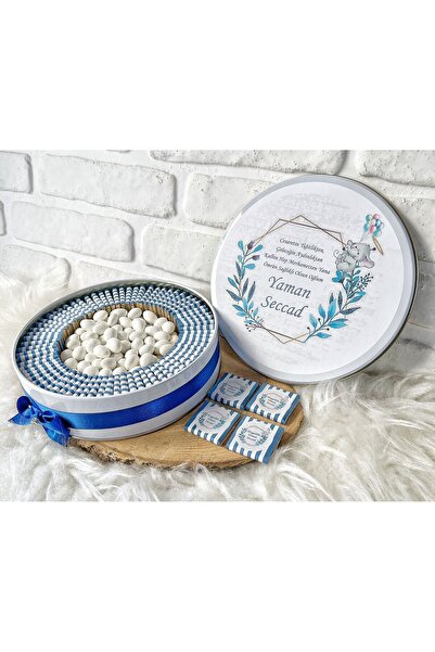 Sweet Story 100 Adet+200 Gr Drajeli Çiçekli Fil Temalı İsme Özel Erkek Bebek ...