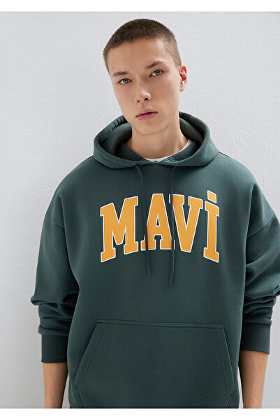 Mavi Grünes Sweatshirt mit Kapuze und Logo-Print 067149-71598