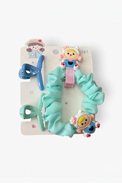 Morbellabutikaksesuar Set of 5 Elastic Princess Turquoise Buckles - Girls' Ha...