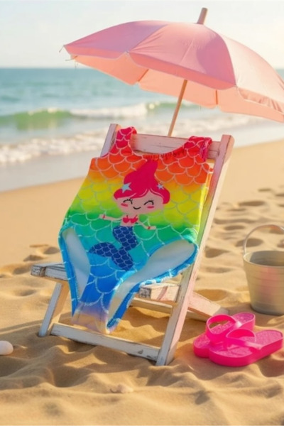 Morbellabutikaksesuar DENİZ KIZI BASKILI KIZ ÇOCUK MAYO