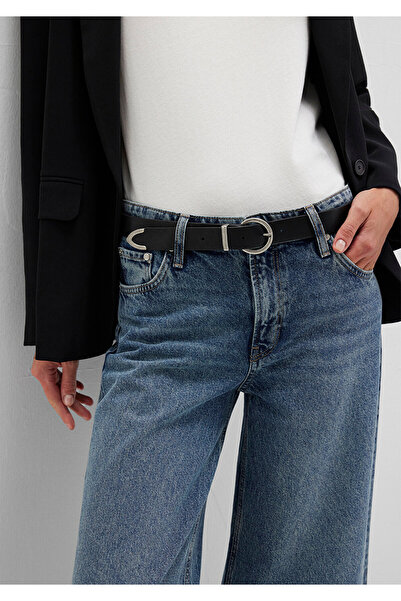 Mavi Faux Leather Black Belt - Metal Buckle, 196034 -900