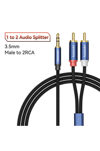 Toocki Choice 1m Blue RCA Audio Cable 3.5mm Male to 2RCA Speaker Cable Male S...