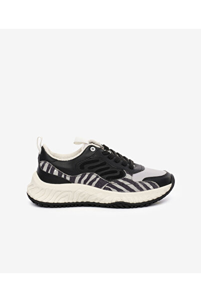 Greyder LAB Kadın Siyah Beyaz Hakiki Deri Spor Ayakkabı 5K2CA45380