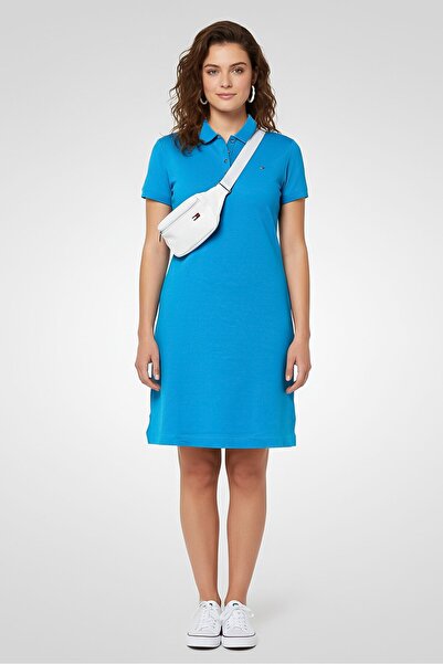 Tommy Hilfiger فستان بولو نسائي قصة ضيقة ، أزرق