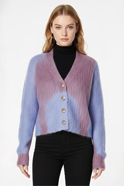 Diesel Women Split Neck Long Sleeve Mohair Cardigan, Multicolor