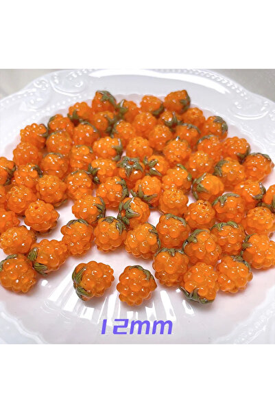 Choice Orange-5pcs 5pcs Handmade Glass Raspberry Beads Vibrant Red with Green...