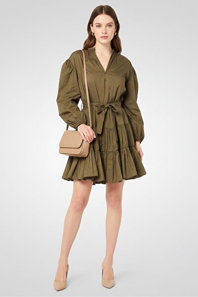 Maje Women Solid With Mini Dress, Olive