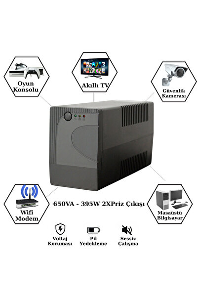 VOREX UPSET Microactive 650VA 395W Line-Interactive UPS Kesintisiz Güç Kaynağ...