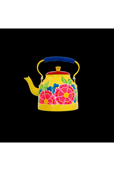 DEDEMİN EMAYELERİ Emaye Demlik El Boyama Sarı Bahar