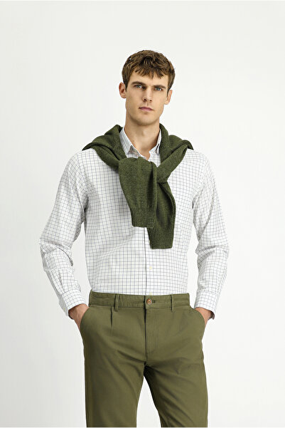 Kiğılı قميص قطني منقوش بأكمام طويلة وقصة عادية