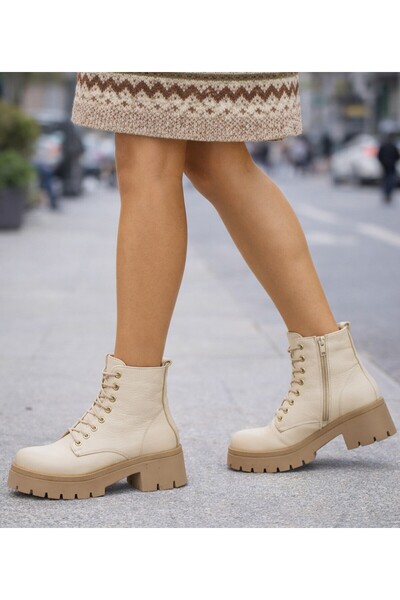 TwoEgoist حذاء نسائي يومي مصنوع من الجلد الطبيعي بنعل سميك