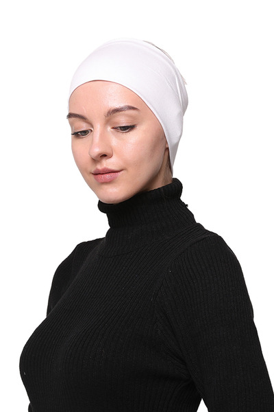 Altobeh Women's Combed Cotton Seamless Hijab Bandana Bone Sports Hair Band-white