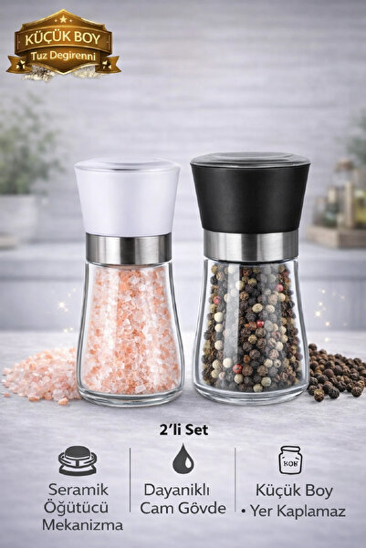 Berdina Home 2'li Tuzluk Karabiber Değirmeni Seramik Bıçaklı Öğütücü Orta Boy...