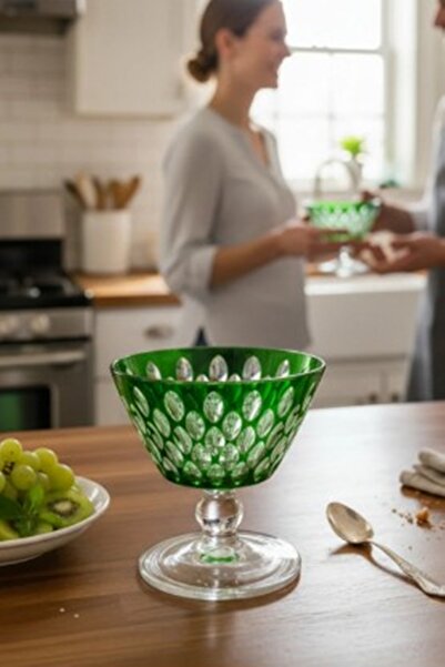 DECOSTYLE Damla Dekorlu Renkli Ayaklı Kase 345 cc – Çok Amaçlı Çerez, Dondurm...