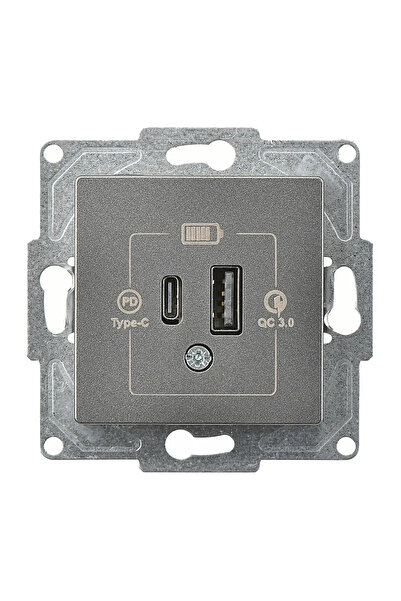 Günsan Eqona Füme Şarj Prizi 20W QC3.0 PD Type-C + USB Çift Çıkışlı Mekanizma