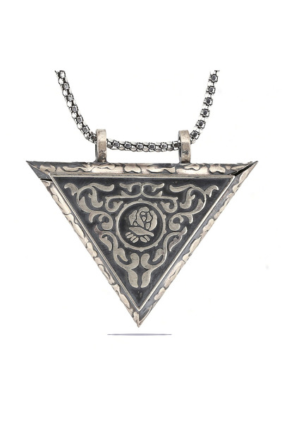 Skygo 925 Ayar Gümüş Üçgen İçi Açılabilen Gül Muskalık Gümüş Kolye