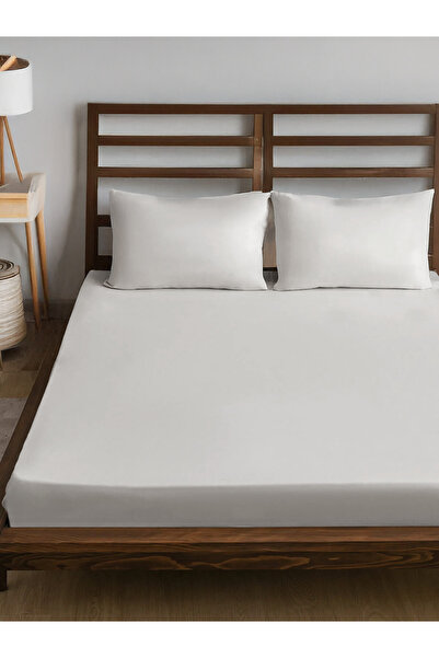 Arte Cotone Set de cearșafuri duble premium din satin elastic + 2 fețe de per...