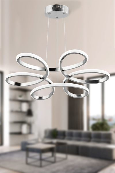 Dekorluna Flora Krom Modern Sarkıt Beyaz Işık Led Avize Salon Mutfak Oda Hol ...